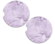 Lavender Purple Marble Look Car Coaster Set of 2 Ceramic Sandstone Cup Holder