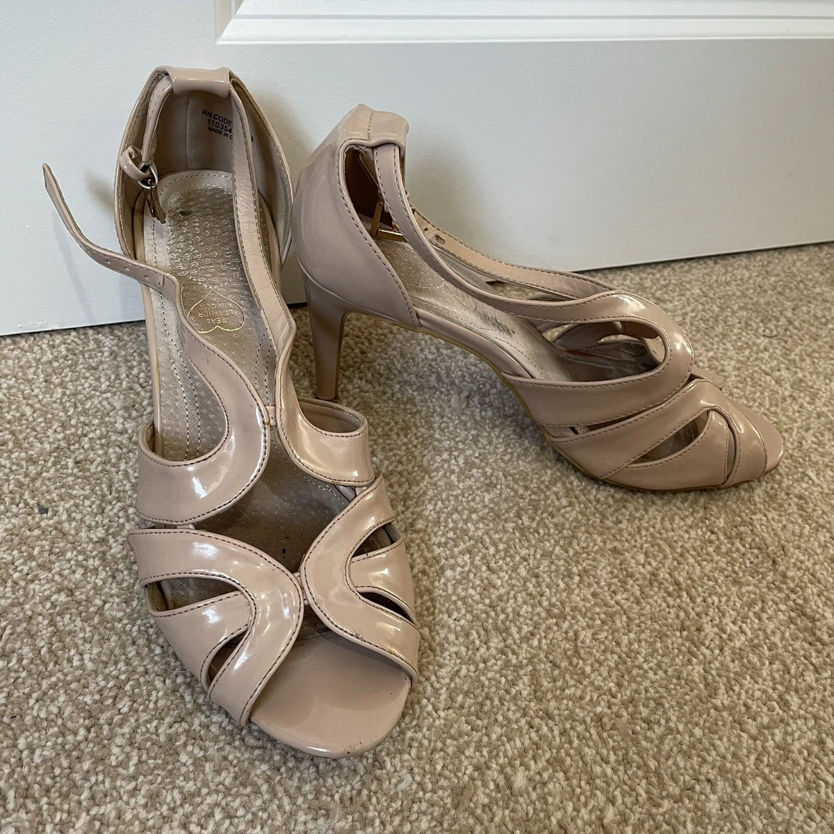 Pale pink top peep toe heels