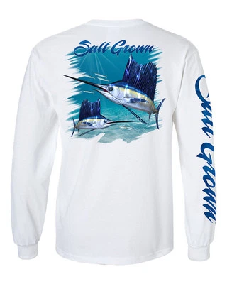 Salt Grown Long Sleeve Saltwater Sailfish fishing t shirt life trolling 50/50