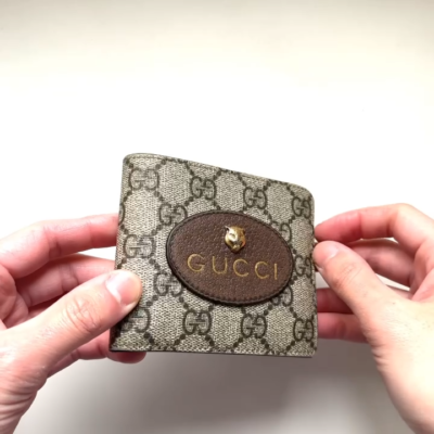 GUCCI Authentic Leather Bifold Wallet Card Case Neo-Vintage GG