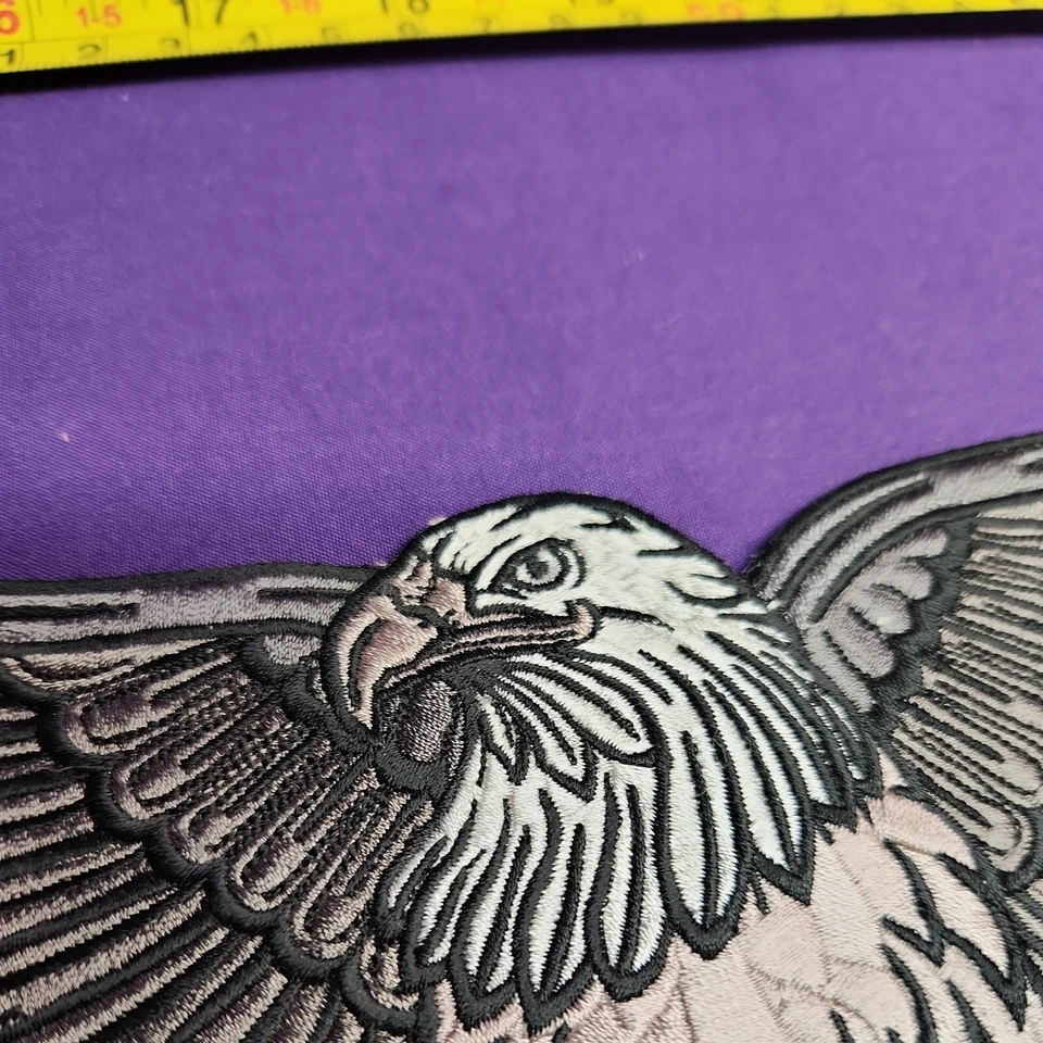 Eagle Patch Large stitch Iron On Lot 2 Gray Black American flag  motorcycle read - Image 4 of 4