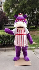 Purple Hippo Mascot Costume Suit Cosplay Party Game Dress Outfit Halloween Adult