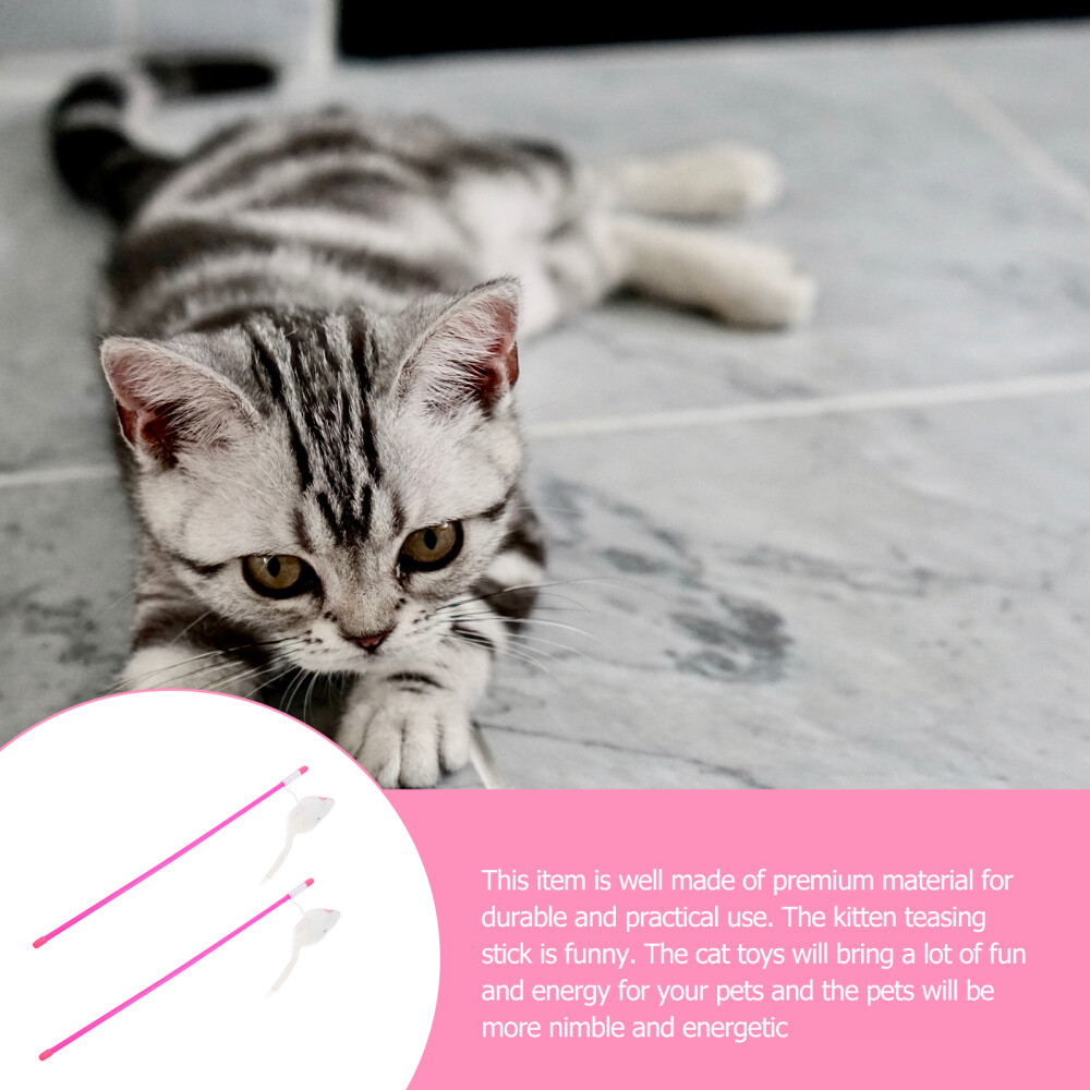 6 Pcs Mouse Cat Teaser Interactive Wand Pet Toys Kitten Stick eBay