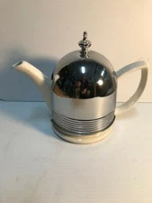 Vintage Hall China Co. Forman Family Inc. Cozy Teapot w/ Chrome Cozy 