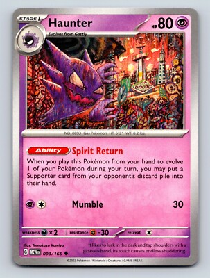 Haunter HP 80 Spirit Return Ability Mumble Attack Pink Colorful Pokémon