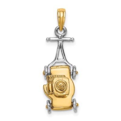 14k Bicolor Gold 3-D Rasenmäher Charm Anhänger 3,1g L-20,9mm, B-10mm für Mama