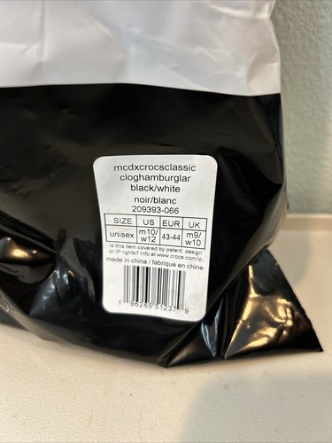 Crocs X McDonald’s Hamburglar Classic Clog Herren 10 Damen 12 schwarz weiß - Bild 3 von 9
