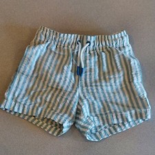 Cat  Jack Swim Trunks Boys Size XS 4-5 Blue White Stripe Shorts w Drawstring