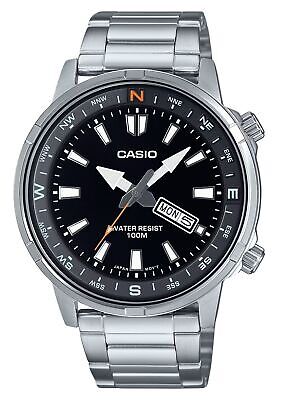 Casio Rotating Compass Ring Steel Black Dial Quartz MTD130D Casio Rotating Compass Ring Steel Black Dial Quartz MTD130D