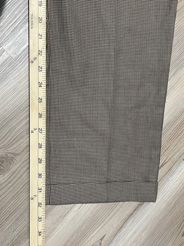Ralph Ralph Lauren Mens 38x32 Brown Tan Houndstooth Pleated Cuffed Dress Pants - Picture 7 of 9