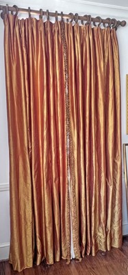 2 Stunning Hi End Decorator Silk Pleated Drapery Panels Custom Made ZZ236