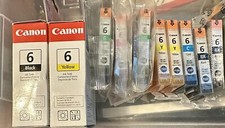 Canon CLI-6 Ink Cartridges Black Cyan Magenta Green Yellow Sealed Genuine