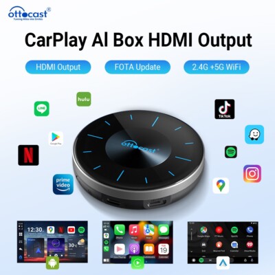 Ottocast P3 AI BOX TV Multimedia Adapter kabellos mit Carplay / Android Auto +YT
