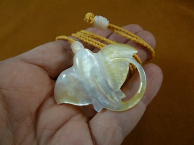 (j-ray-1) white yellow Manta Ray Mother of Pearl material PENDANT necklace Raja