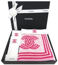 Chanel Telo Mare Bagno Rosa Braccialetto Fascia Capelli Sport Set AA9752 Cotone Autentico Nuovo