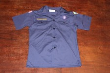 Boy Scouts of America BSA Youth Shirt Blue Medium Sewn Patches Short Sleeve