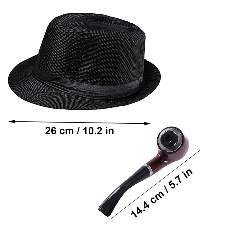 Conjunto de accesorios de disfraz de gángster Gatsby de la década de 1920 para hombre boina sombrero tirantes espalda en Y Foto 2 de 4