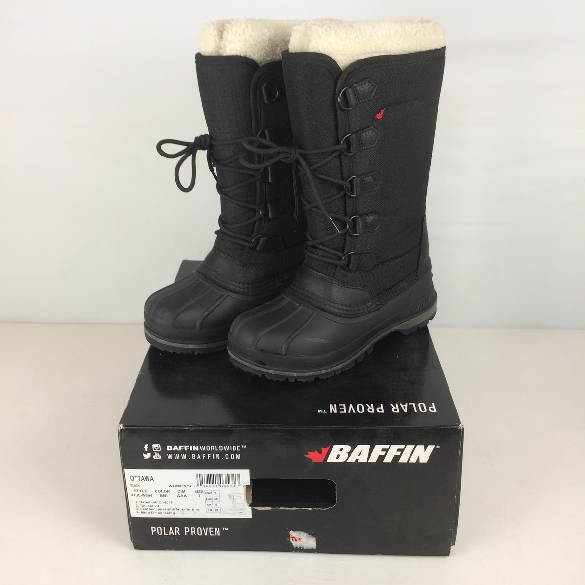 Baffin Ottawa Women's Winter Boots, Black, W7