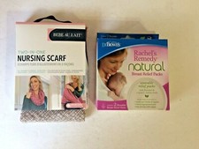 Bebe Au Lait Nursing Scarf and Dr. Brown's Breast Relief Pads BUNDLE
