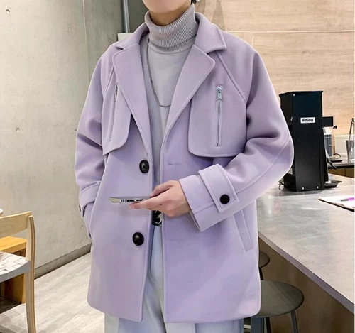 Men's Winter Lapel Long sleeve Loose Warm Zipper Fashion Wool Coats Overcoats - Bild 2 von 21