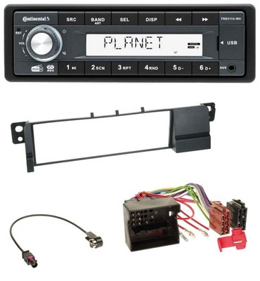 Continental MP3 AUX USB DAB 1DIN Car Stereo for BMW 3 Series E46 (Quadlock)