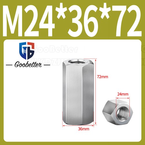 M3-M24 304 Stainless Steel Hexagon Hex Long Connector Joint Tubular Coupling Nut - Picture 87 of 87