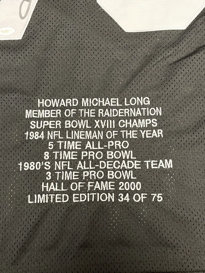 Howie Long Oakland Raiders Signed Black Pro Style STATS Jersey - JSA Authentic - Image 3 of 3