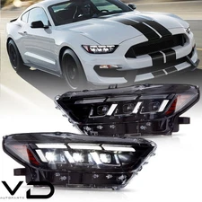 Pair VLAND LED Headlights For 2015-2017 Ford Mustang S550 HID/Xenon w/ Animation