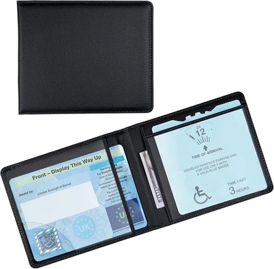Genuine Leather Disabled Blue Badge Holder with Timer Wallet – Secured Disabilit