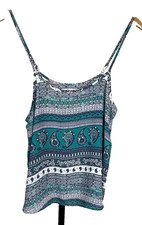 Cotton On Paisley Floral Boho Camisole Tank Green Purple Small Coastal Hippie