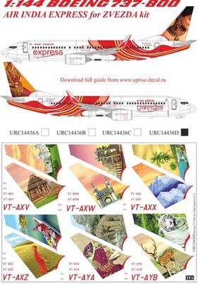 1:144 Decal Boeing 737-800 Air India Express Part 4 - UpRise URC14436D