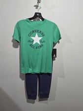 NEW Boys Youth Small CONVERSE 2PC Jogger Set Navy And Geen