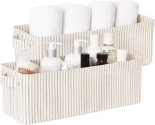 Stylish Narrow Storage Bins - 2-Pack Fabric Organizers with Handles