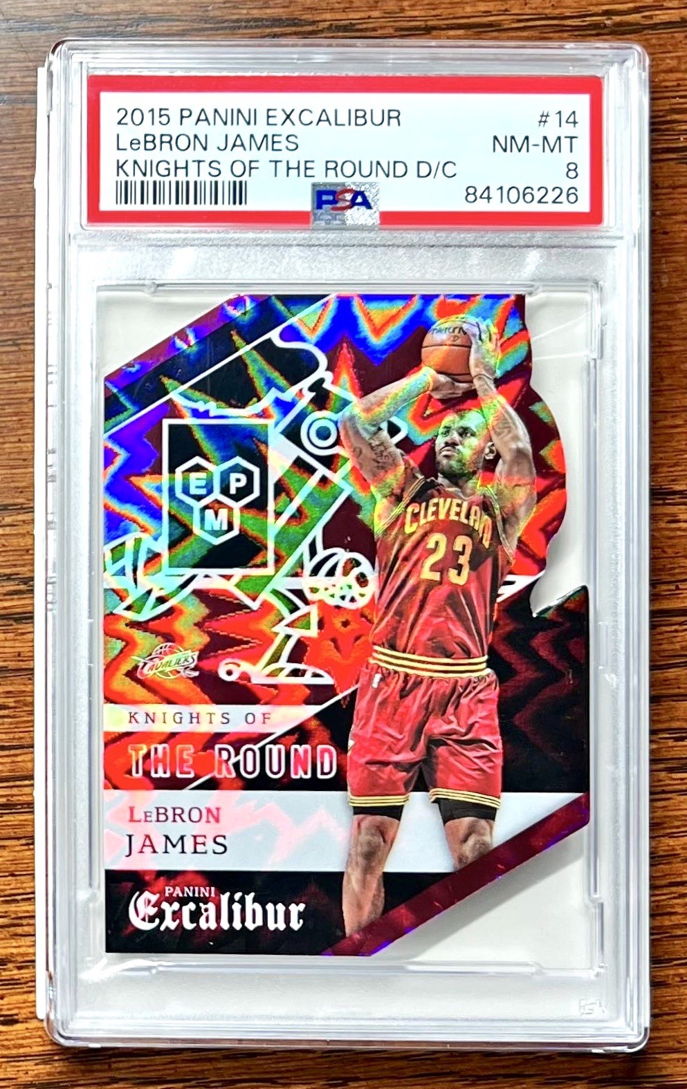 2015-16 Panini Excalibur LEBRON JAMES #14 Knights Of The Round Die-Cut SSP PSA 8