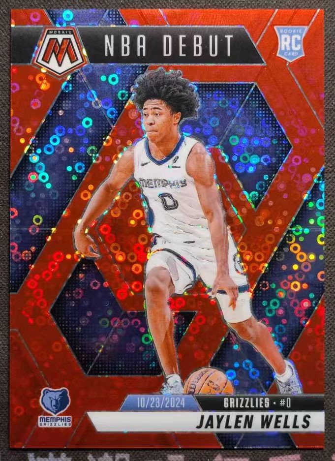 Jaylen Wells 2024-25 Panini Mosaic 27/99 Red Disco NBA Deebut RC Grizzlies #260