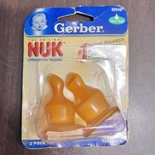 Gerber NUK Orthodontic Sz 1 Newborn Bottle Nipples SlowFlow 2Pk NOS 2004 Germany