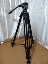 MILLER DS-10 FLUID HEAD CAMERA TRIPOD WITH FEET AND CAMERA MOUNT SLIDE BRACKET
