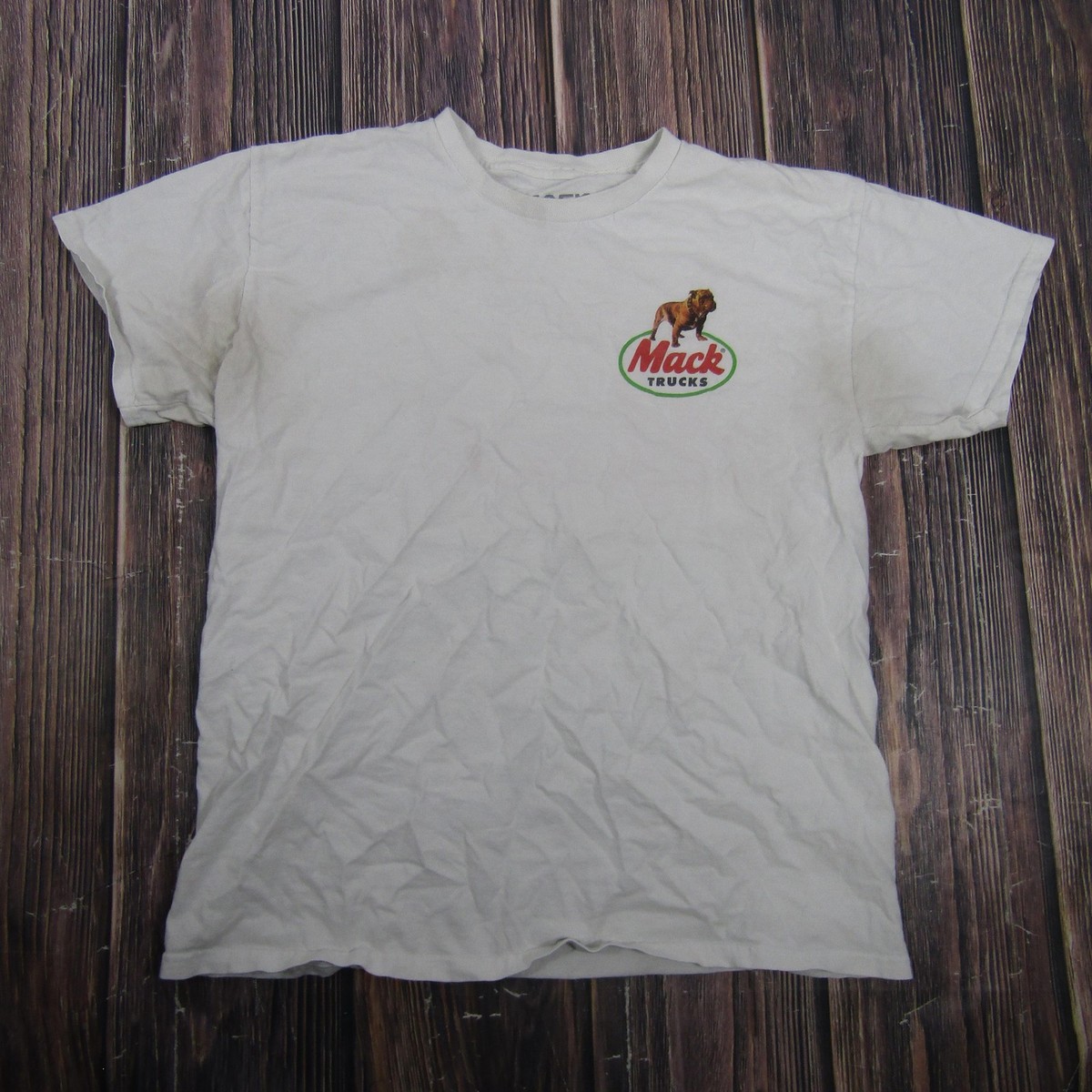Mack Shirt Mens Large White Mack Trucks Bulldog Logo Graphic Tee T