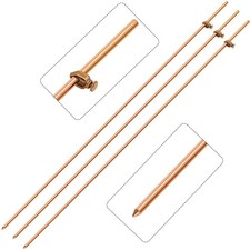 Gisafai 3 Pcs Grounding Rod 4 ft Portable Electrical Copper Grounding Rod wit...