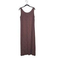 Vintage Karin Stevens Chocolate Brown Textured Gauzy Floral Maxi Dress Size 10