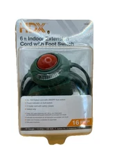 6 ft. 16/2 3-Outlet Extension Cord with Footswitch GREEN/RED ~ NEW