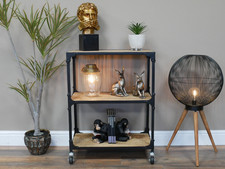 Industrial Iron & Mango Wood Shelving Unit – 3 Tier Storage Display Cabinet