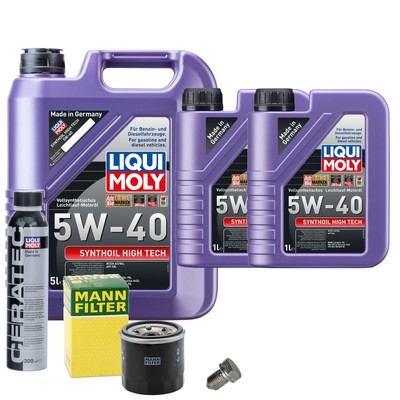 Motoröl 5W40 LIQUI MOLY 7L+MANN Ölfilter+Cera Tec+Ölablassschraube