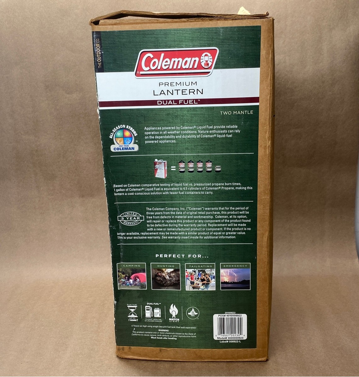 Coleman Premium Dual Fuel Two-Mantle Lantern 286A Series Camping