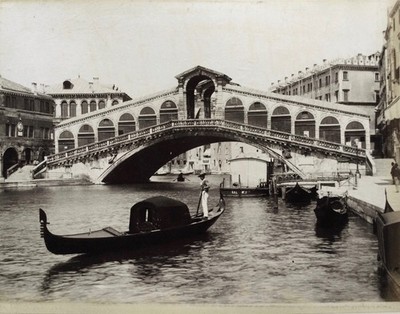 P. Salviati, Rialtobrücke, Venedig, Italien, original montierter Albumendruck