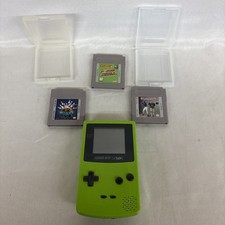 Nintendo Game Boy Color Green Handheld System Console With 3 Games