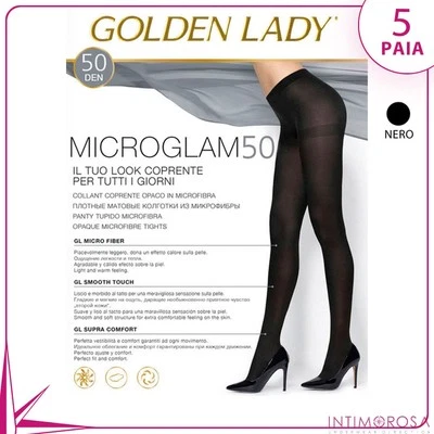 Collant Golden Lady microglam 50 den in microfibra 5 paia
