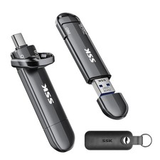 SSK USB Flash Drive 256GB SSD External, TLC NAND Solid State Drive Dual USBC ...