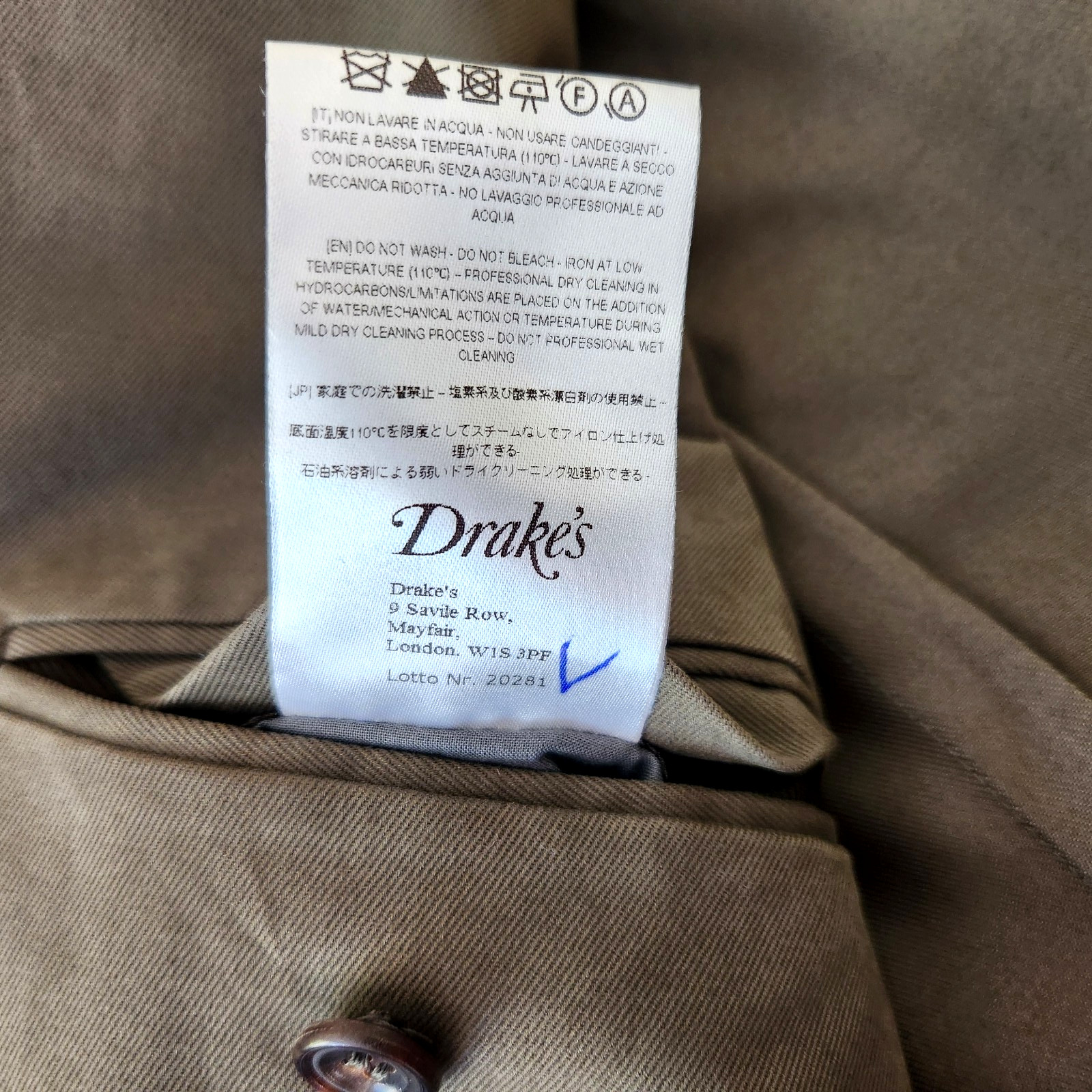 DRAKE'S Green Cotton Twill Sportcoat Jacket Blazer Sz US 38 / EU 48  Italy- NEW