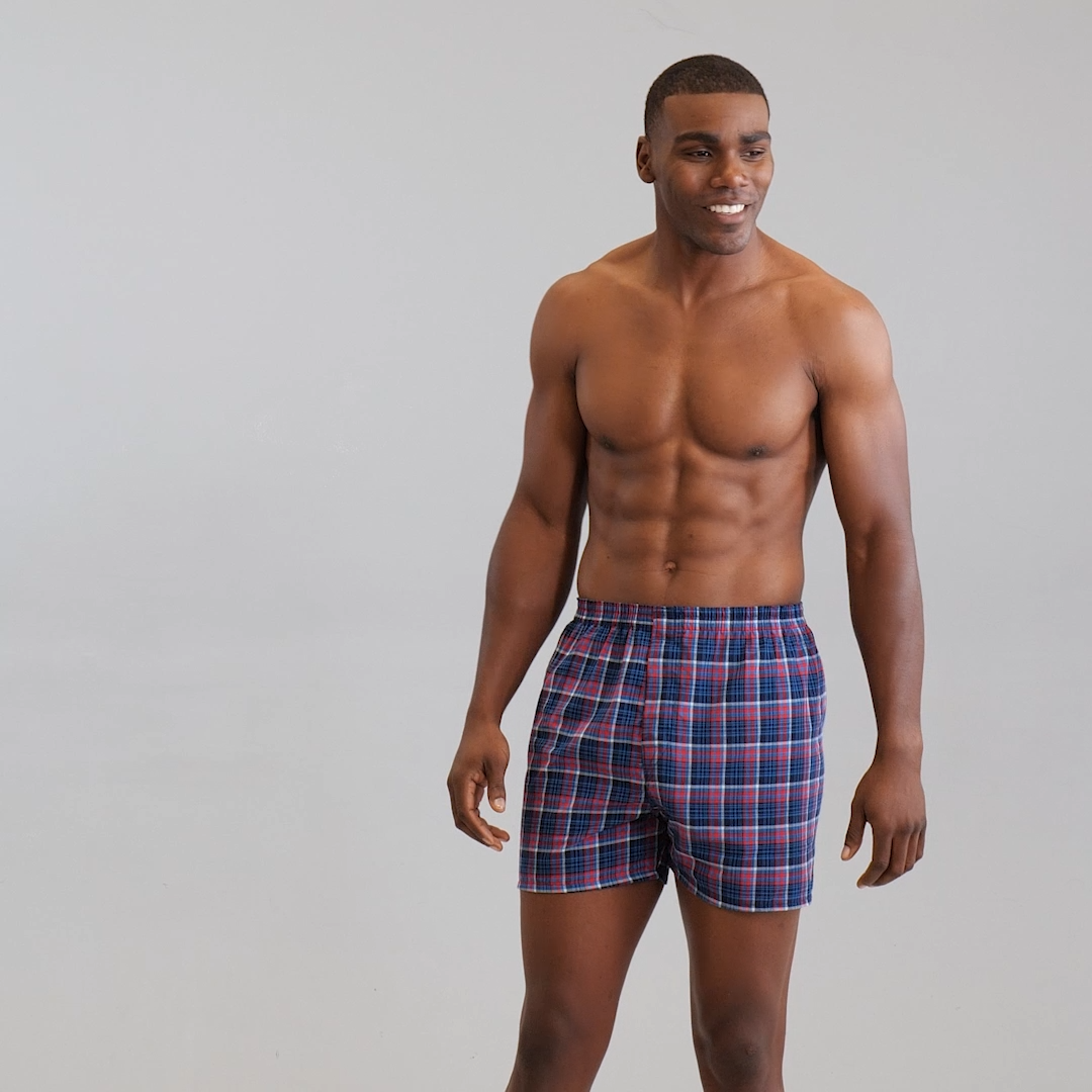 12 Plaid and Stripe Medium M 32-34 Inch Boxers Fruit Of The Loom M